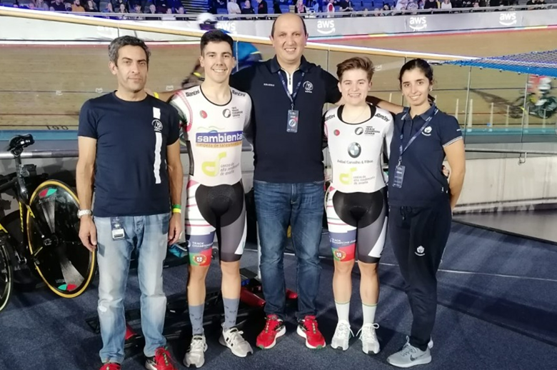 Iuri Leitão e Maria Martins em grande plano no fecho da Liga dos Campeões de Pista